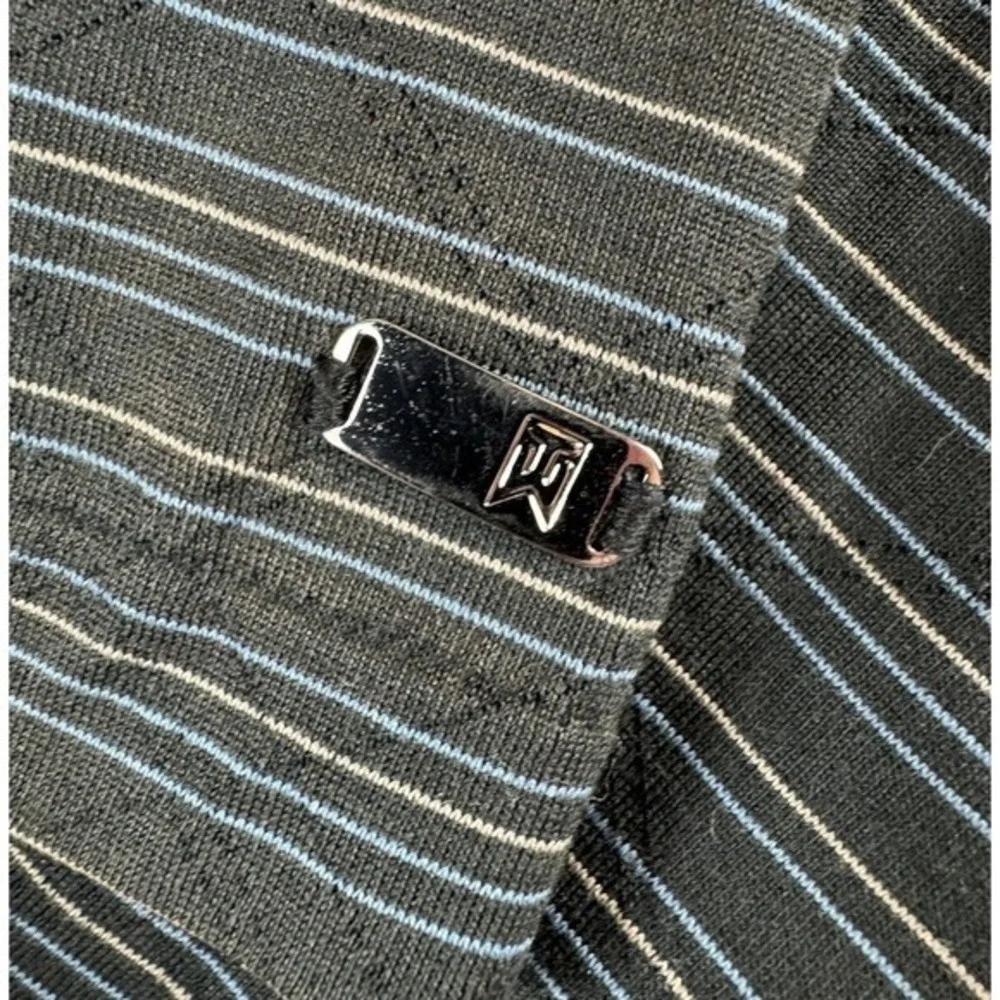 TIGER WOODS‎ Collection Nike Fit Dry Mens GOLF POLO M black/white/blue striped